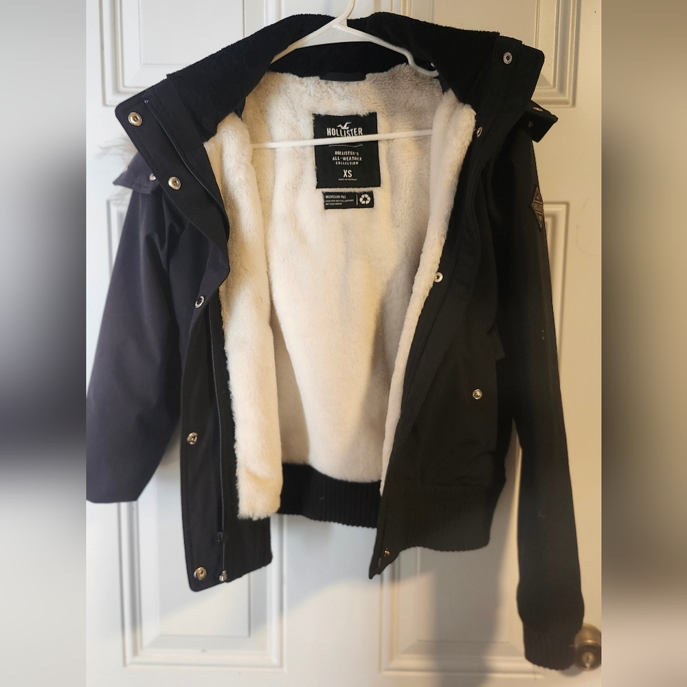 Hollister Black Jacket with Cream Interior